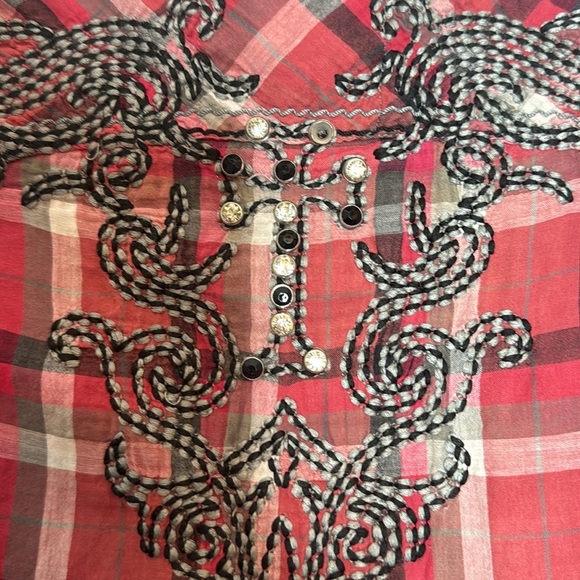 Roar Western Plaid Pearl Snap Button Shirt - Size Ladies Small - Picture 8 of 8